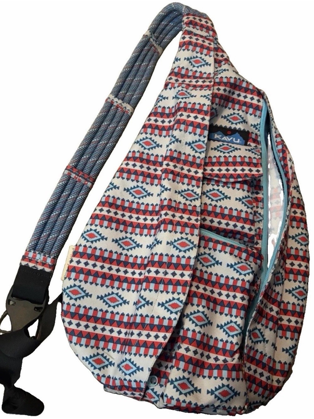 Kavu Red, Blue & Cream Aztec Pattern Sling Bag